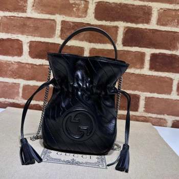 Gucci Blondie Leather Mini Bucket Bag 760313 Black 2023 (DLH-230908031)