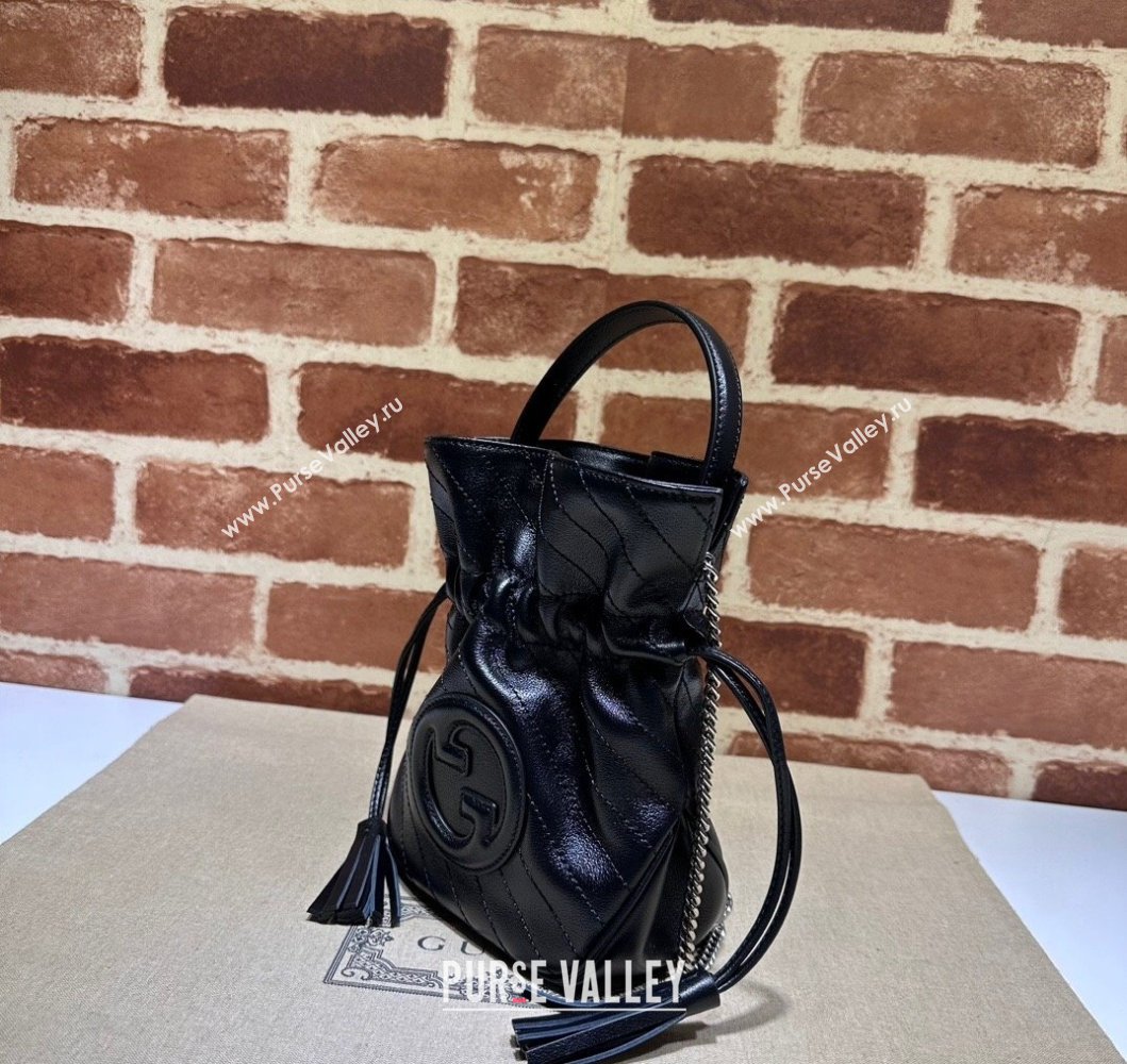 Gucci Blondie Leather Mini Bucket Bag 760313 Black 2023 (DLH-230908031)