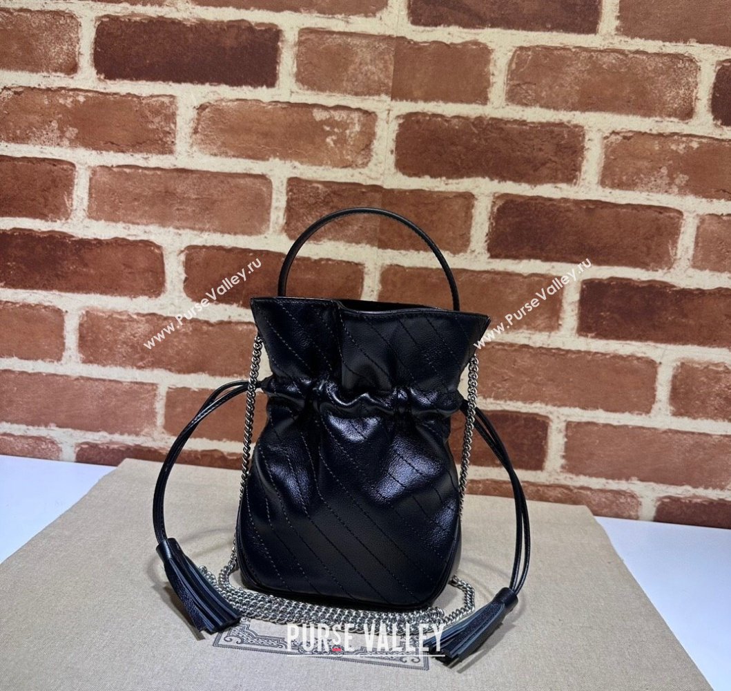 Gucci Blondie Leather Mini Bucket Bag 760313 Black 2023 (DLH-230908031)