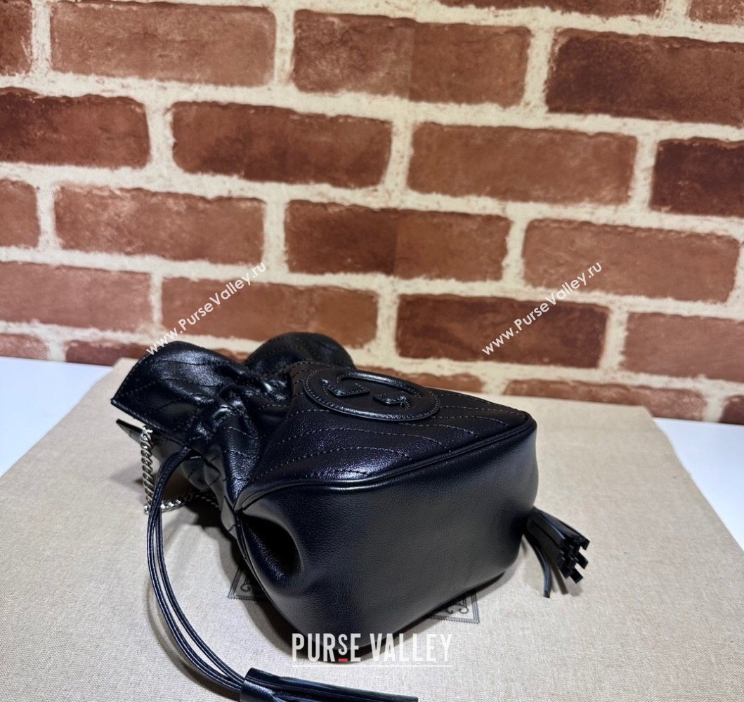 Gucci Blondie Leather Mini Bucket Bag 760313 Black 2023 (DLH-230908031)