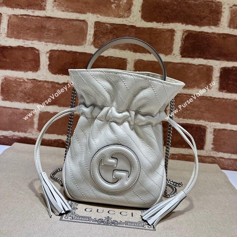 Gucci Blondie Leather Mini Bucket Bag 760313 White 2023 (DLH-230908032)