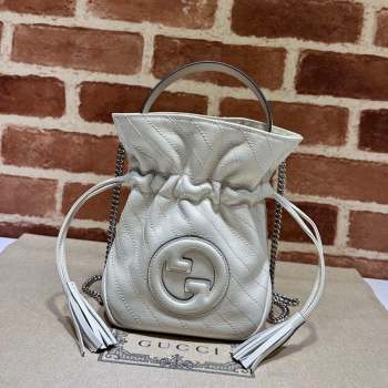 Gucci Blondie Leather Mini Bucket Bag 760313 White 2023 (DLH-230908032)