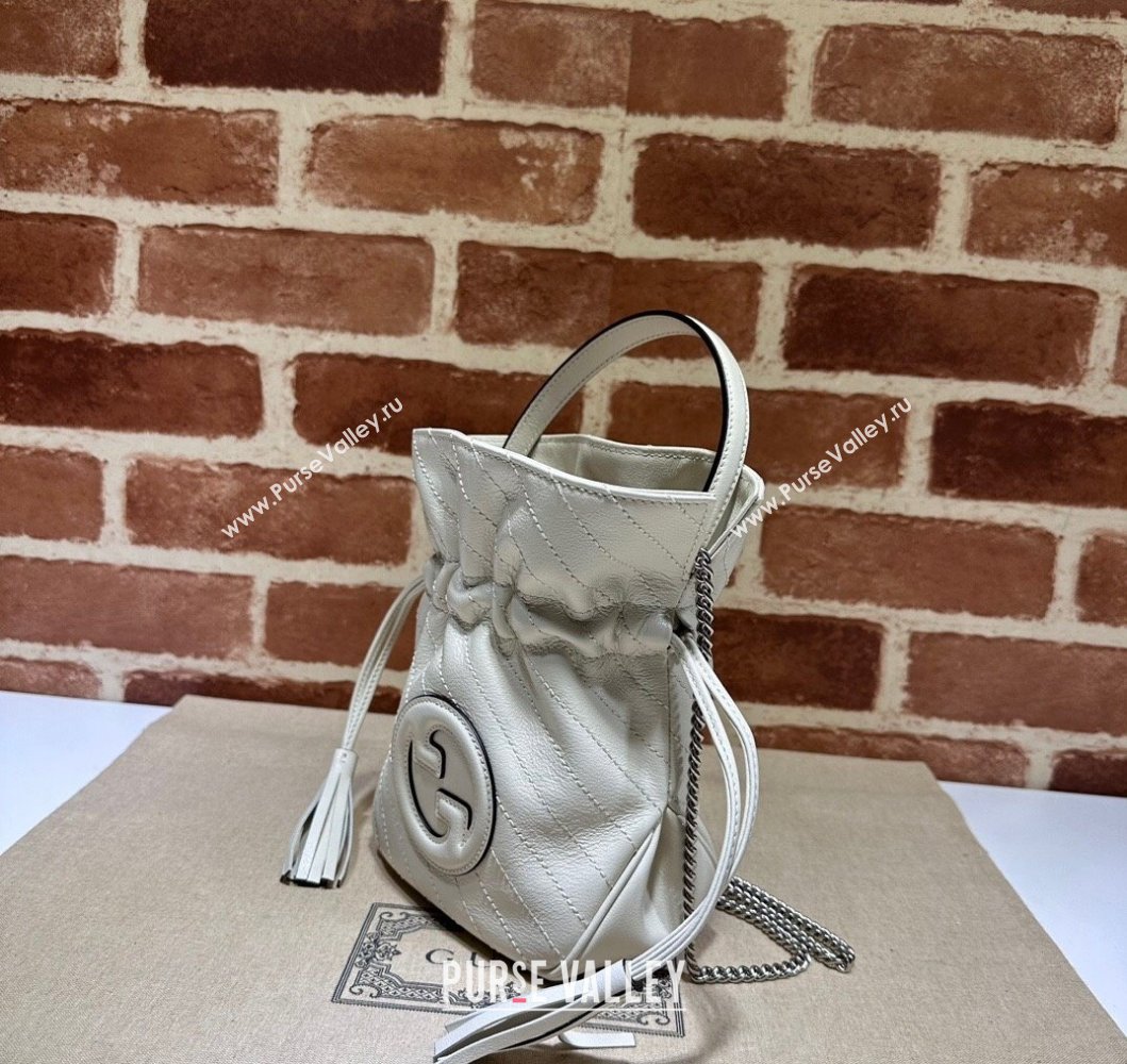 Gucci Blondie Leather Mini Bucket Bag 760313 White 2023 (DLH-230908032)