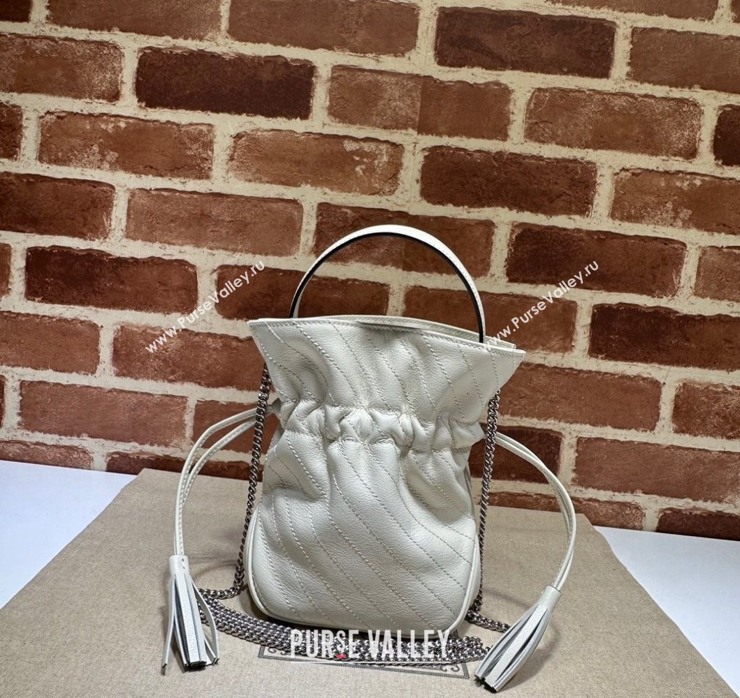 Gucci Blondie Leather Mini Bucket Bag 760313 White 2023 (DLH-230908032)