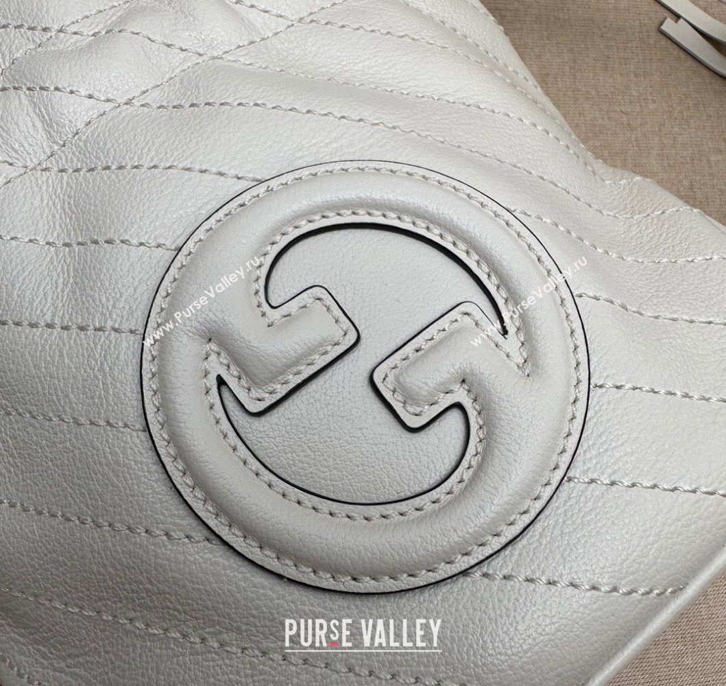 Gucci Blondie Leather Mini Bucket Bag 760313 White 2023 (DLH-230908032)