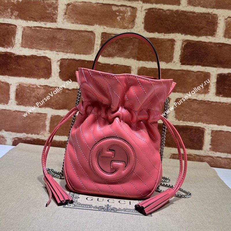 Gucci Blondie Leather Mini Bucket Bag 760313 Pink 2023 (DLH-230908033)