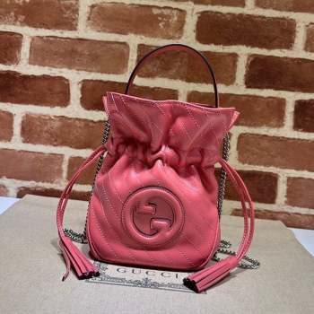 Gucci Blondie Leather Mini Bucket Bag 760313 Pink 2023 (DLH-230908033)