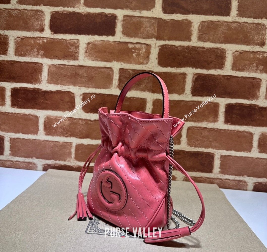 Gucci Blondie Leather Mini Bucket Bag 760313 Pink 2023 (DLH-230908033)