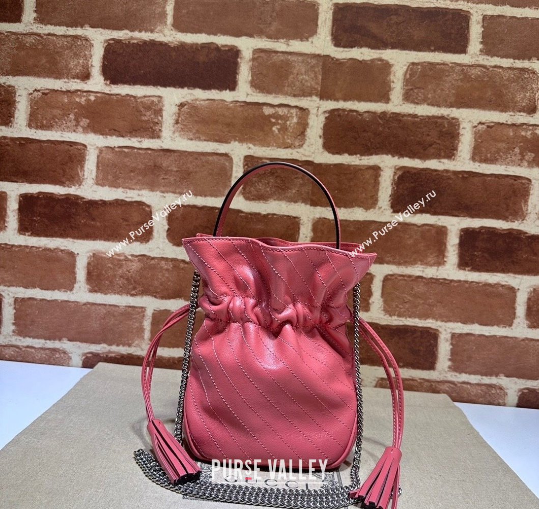 Gucci Blondie Leather Mini Bucket Bag 760313 Pink 2023 (DLH-230908033)