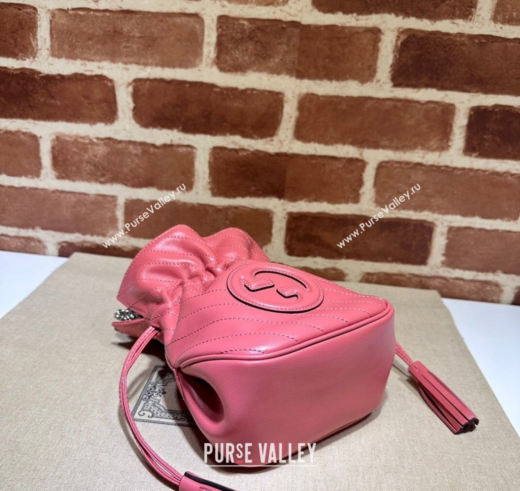 Gucci Blondie Leather Mini Bucket Bag 760313 Pink 2023 (DLH-230908033)