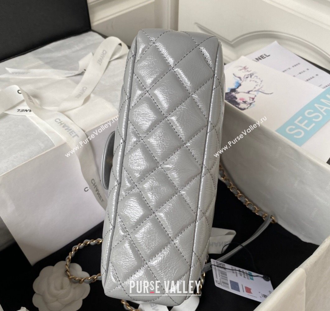 Chanel Shiny Crumpled Calfskin Hobo Bag AS4322 Grey 2023 (yezi-230907014)