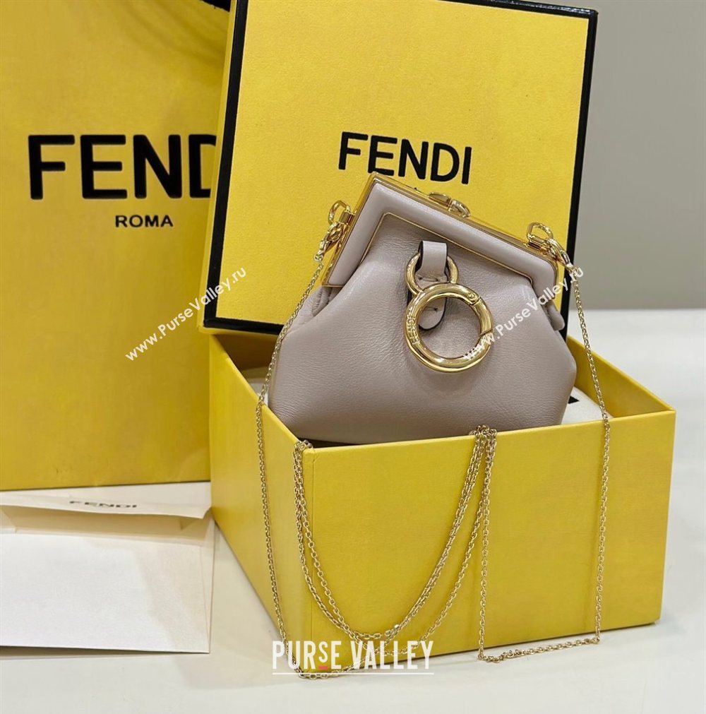 Fendi First Nano Bag Charm in Nappa Leather Powder Nude 2025 80018S (CL-250522038)