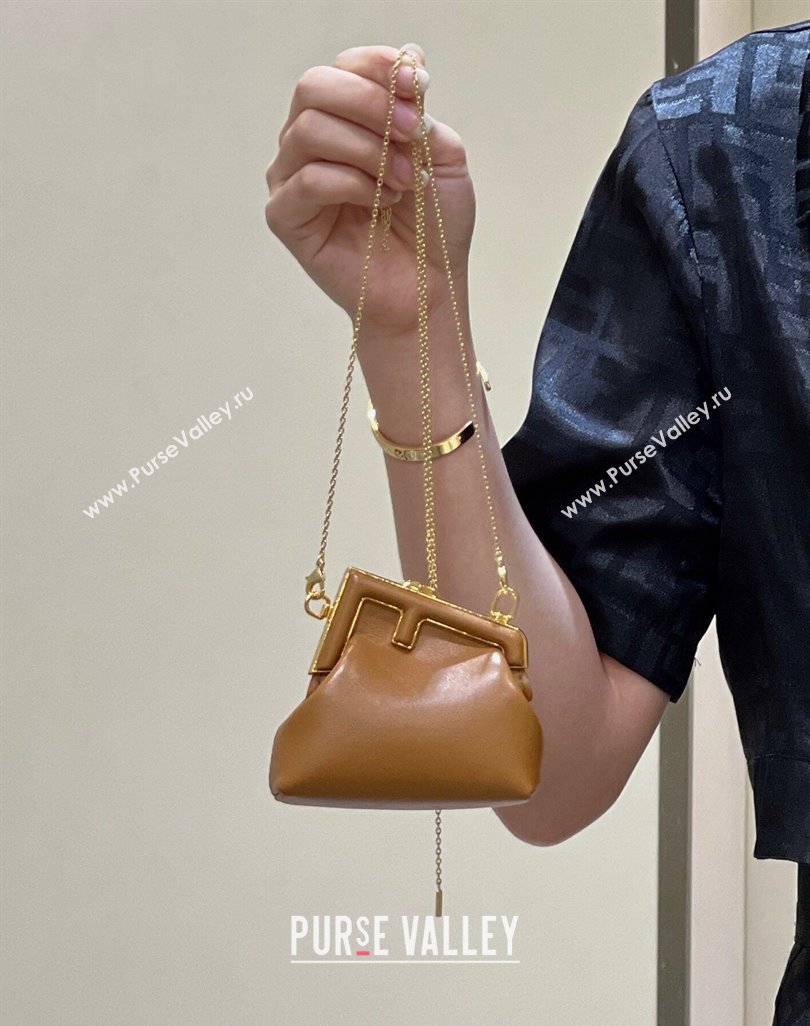 Fendi First Nano Bag Charm in Nappa Leather Clay Brown 2025 80018S (CL-250522037)