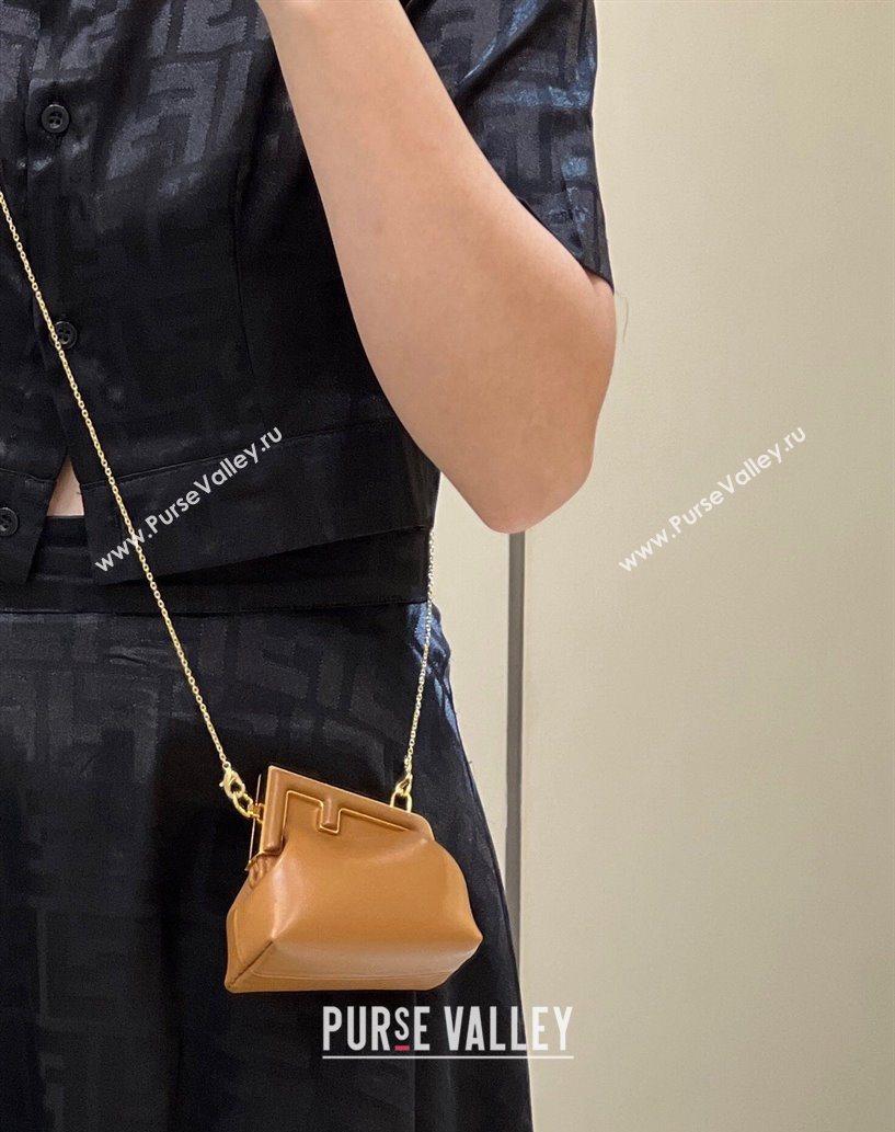 Fendi First Nano Bag Charm in Nappa Leather Clay Brown 2025 80018S (CL-250522037)