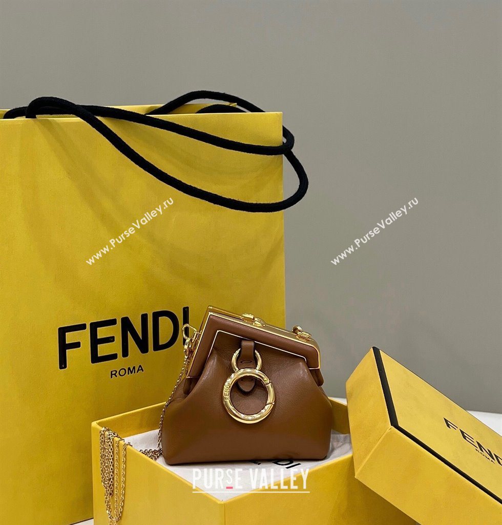 Fendi First Nano Bag Charm in Nappa Leather Clay Brown 2025 80018S (CL-250522037)