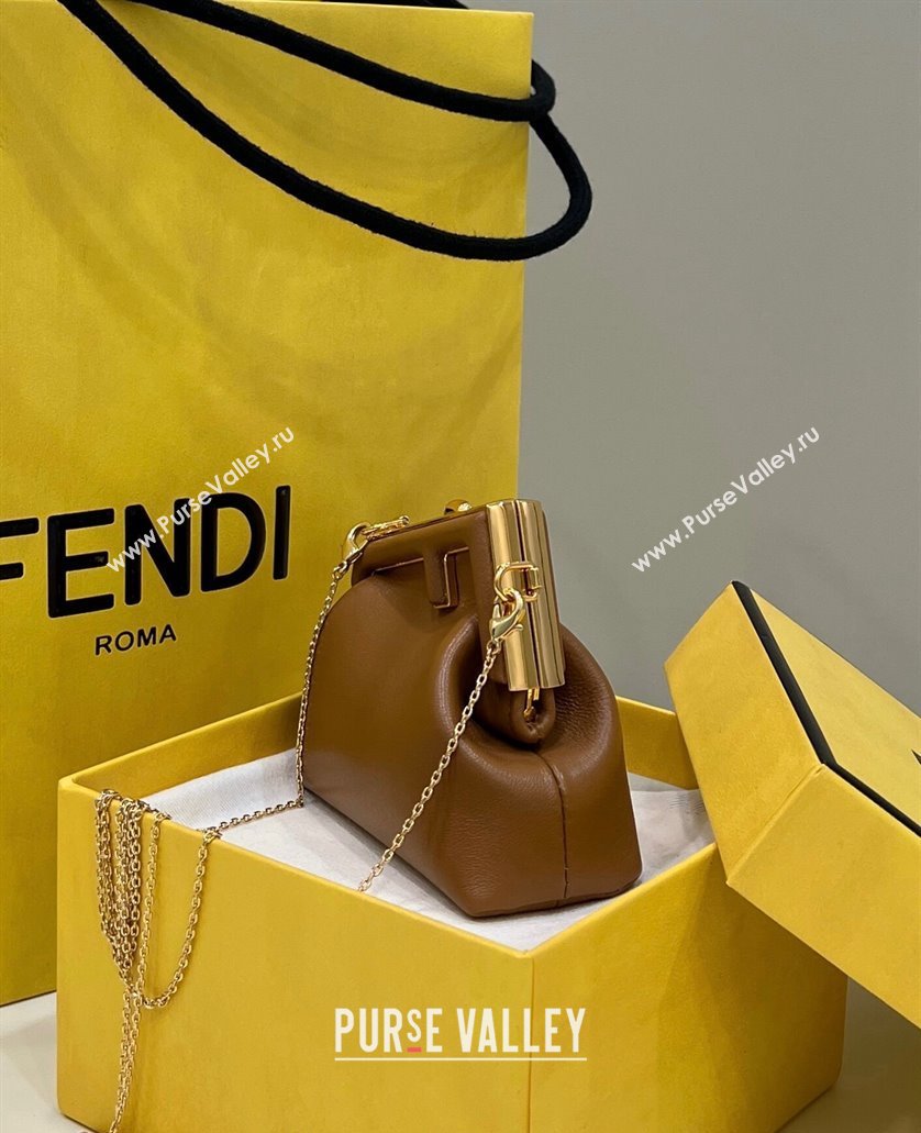Fendi First Nano Bag Charm in Nappa Leather Clay Brown 2025 80018S (CL-250522037)