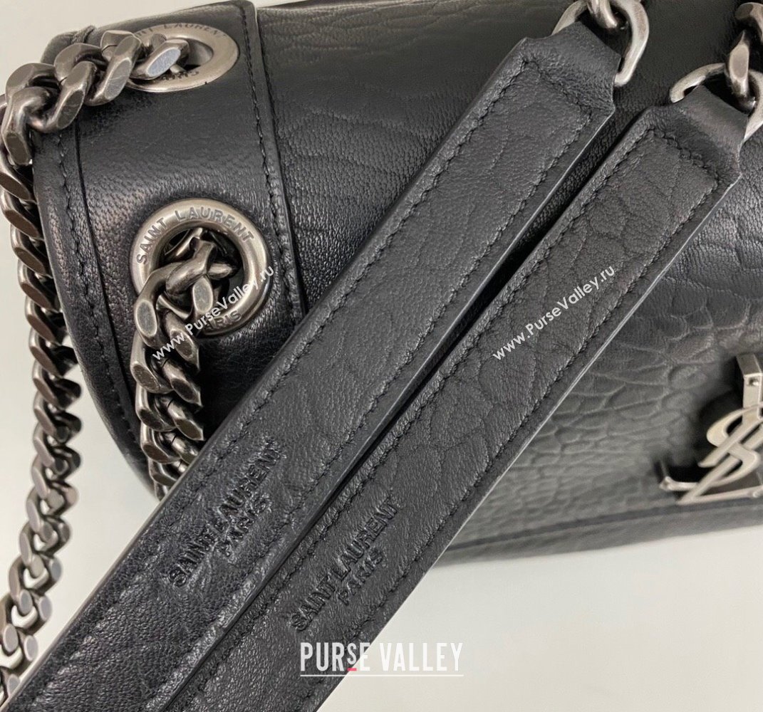Saint Laurent Medium Niki Bag in Grained Lambskin 633178 Black/Silver 2025 (nana-250409075)