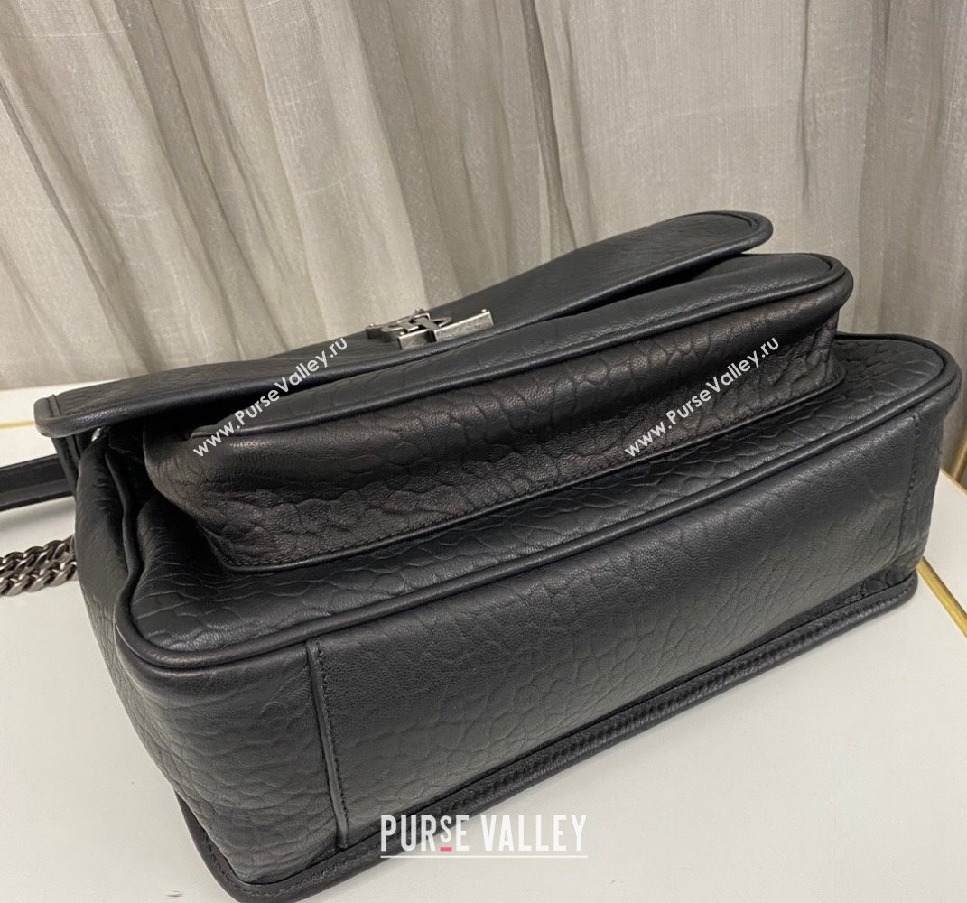 Saint Laurent Medium Niki Bag in Grained Lambskin 633178 Black/Silver 2025 (nana-250409075)