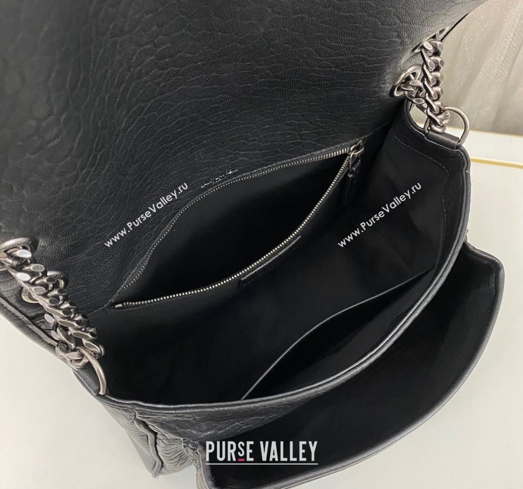 Saint Laurent Medium Niki Bag in Grained Lambskin 633178 Black/Silver 2025 (nana-250409075)
