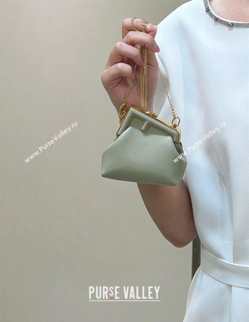 Fendi First Nano Bag Charm in Nappa Leather Dusty Green 2025 80018S (CL-250522039)