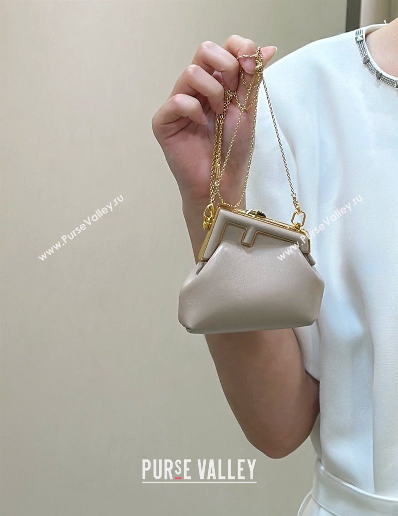 Fendi First Nano Bag Charm in Nappa Leather Powder Nude 2025 80018S (CL-250522038)