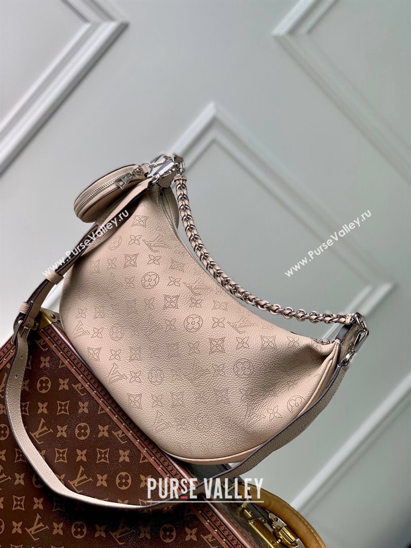 Louis Vuitton Baia MM Hobo Bag in Perforated Mahina Calfskin M22822 Beige 2025 (KI-250121006)