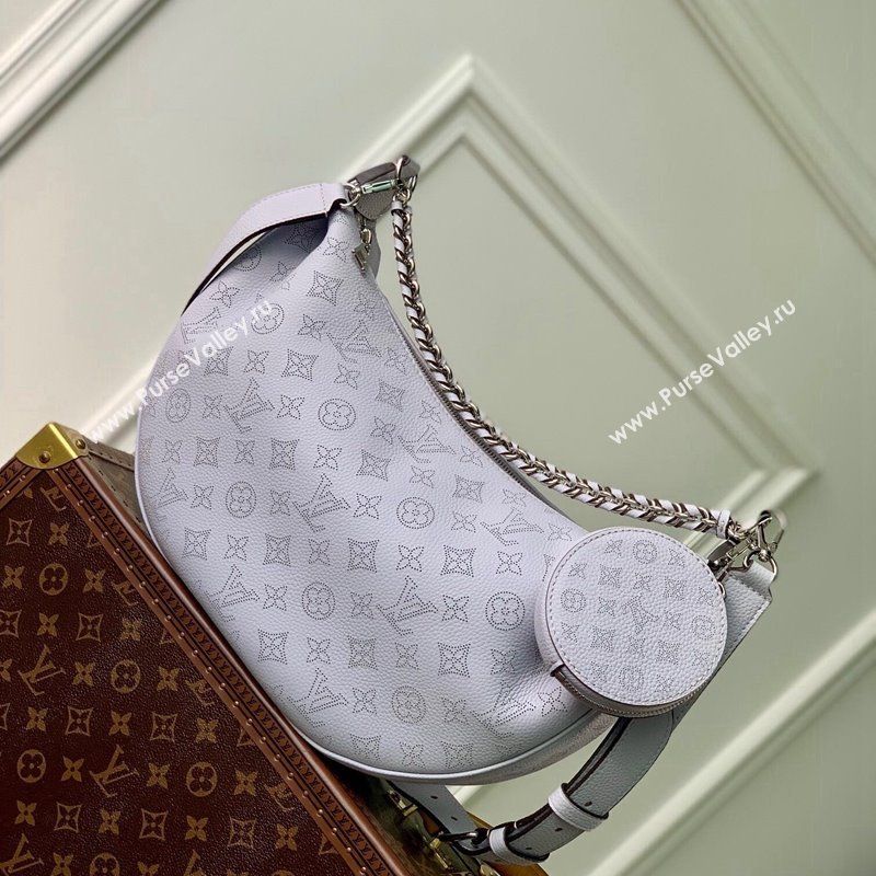 Louis Vuitton Baia MM Hobo Bag in Perforated Mahina Calfskin M22822 Purple Grey 2025 (KI-250121005)
