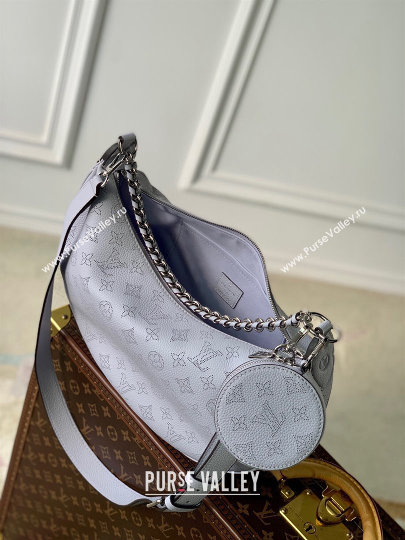 Louis Vuitton Baia MM Hobo Bag in Perforated Mahina Calfskin M22822 Purple Grey 2025 (KI-250121005)