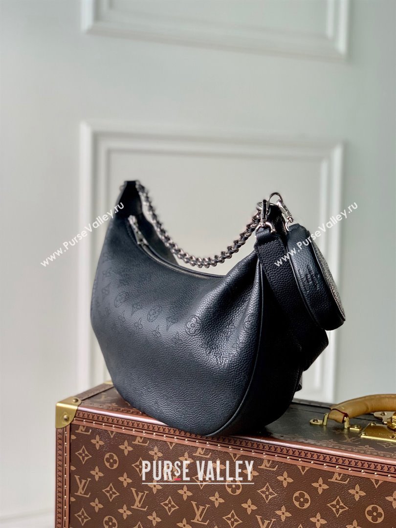 Louis Vuitton Baia MM Hobo Bag in Perforated Mahina Calfskin M22822 Black 2025 (KI-250121004)