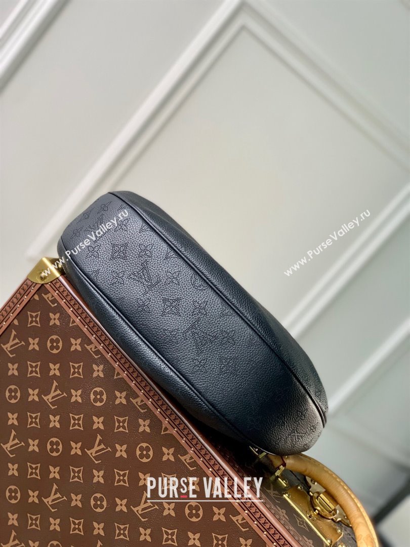 Louis Vuitton Baia MM Hobo Bag in Perforated Mahina Calfskin M22822 Black 2025 (KI-250121004)