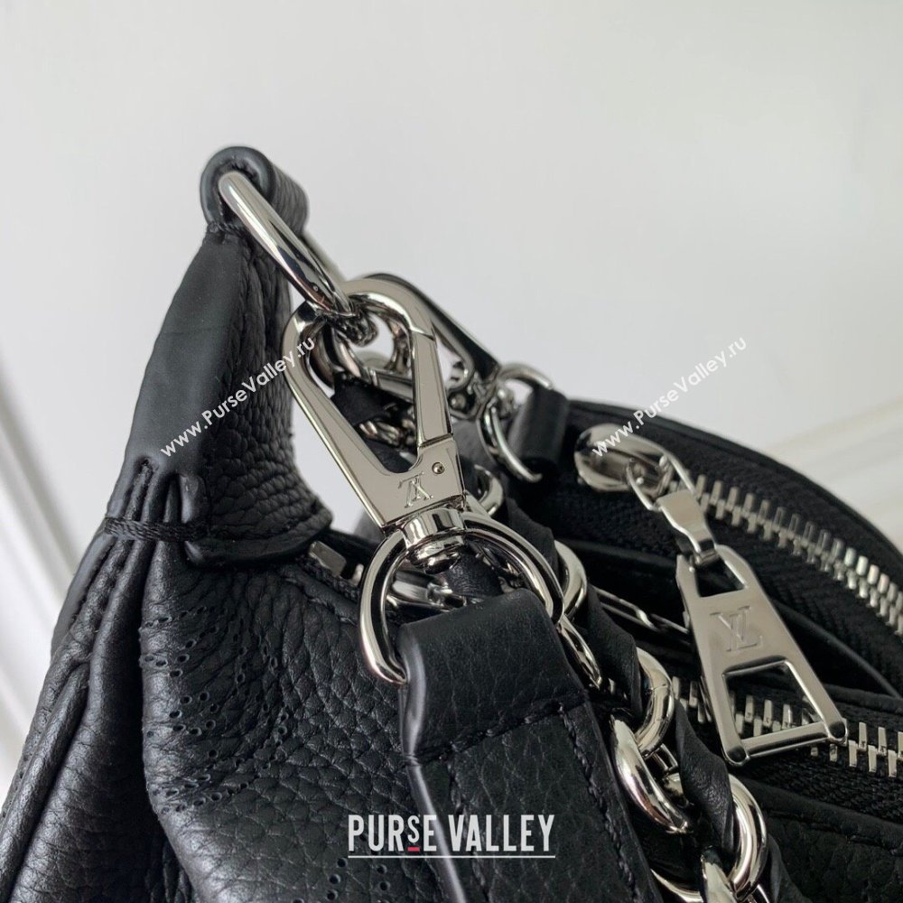 Louis Vuitton Baia MM Hobo Bag in Perforated Mahina Calfskin M22822 Black 2025 (KI-250121004)