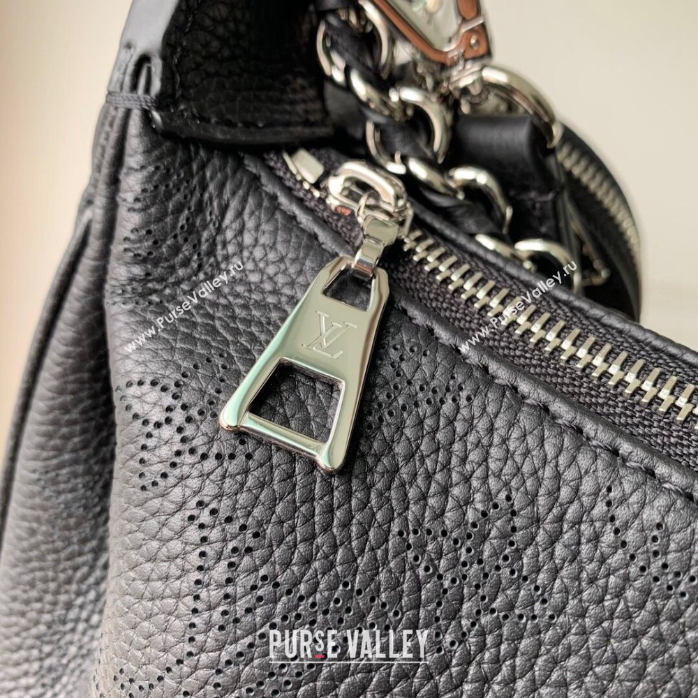 Louis Vuitton Baia MM Hobo Bag in Perforated Mahina Calfskin M22822 Black 2025 (KI-250121004)
