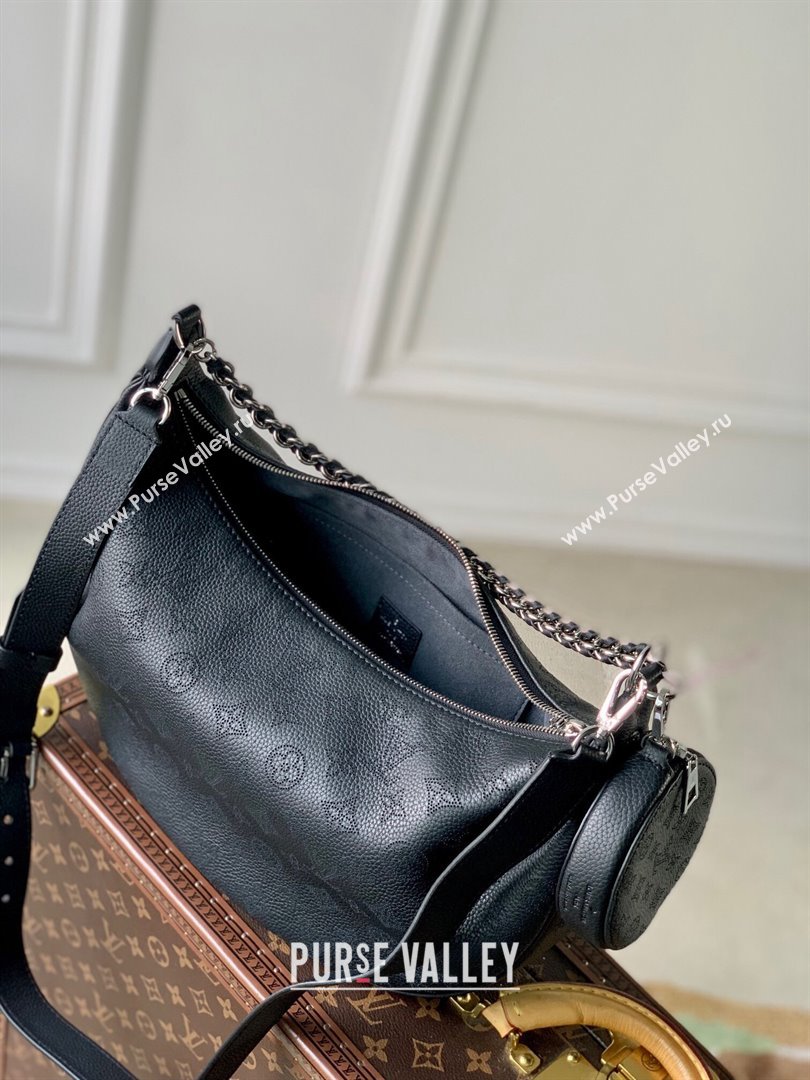 Louis Vuitton Baia MM Hobo Bag in Perforated Mahina Calfskin M22822 Black 2025 (KI-250121004)