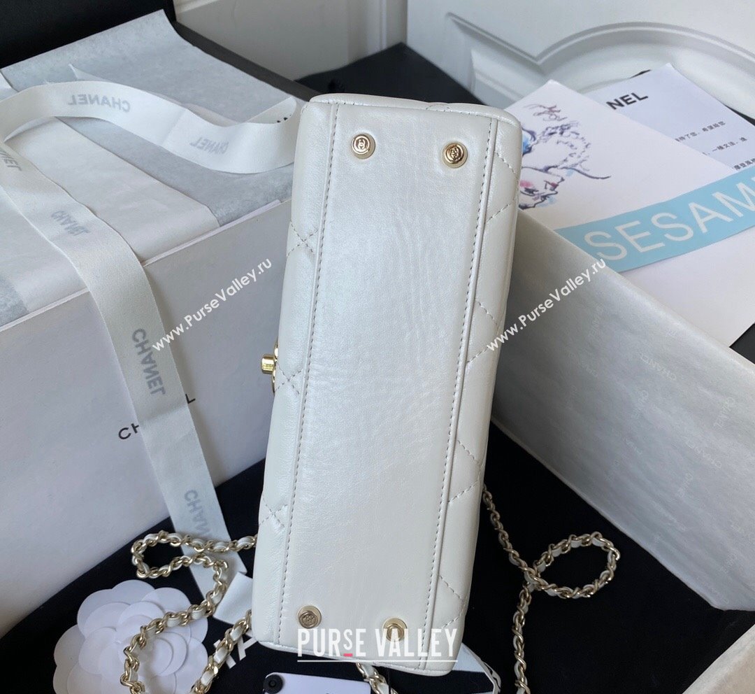 Chanel Quilted Shiny Calfskin Box Bag AS4471 White 2023 (yezi-231020025)