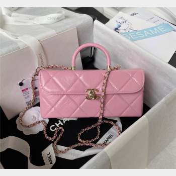 Chanel Quilted Shiny Calfskin Box Bag AS4471 Light Pink 2023 (yezi-231020026)