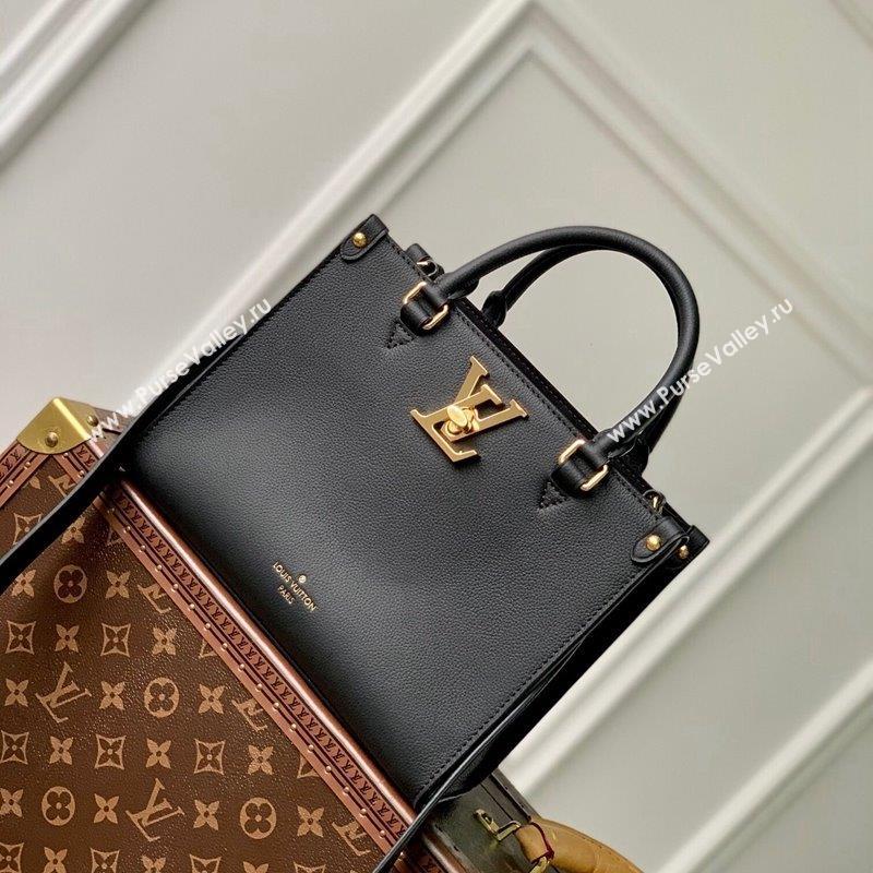 Louis Vuitton Lock Go Tote Bag in Grained Leather M22311 Black 2023 (KI-231020102)