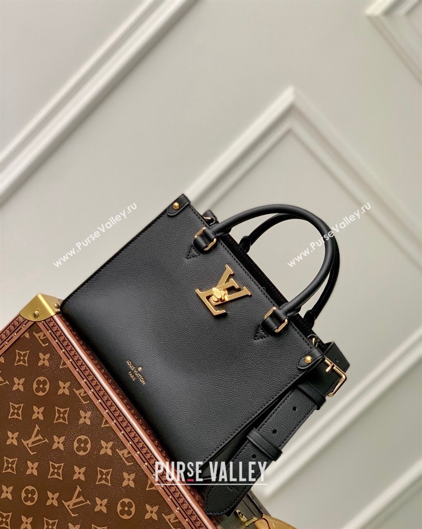 Louis Vuitton Lock Go Tote Bag in Grained Leather M22311 Black 2023 (KI-231020102)