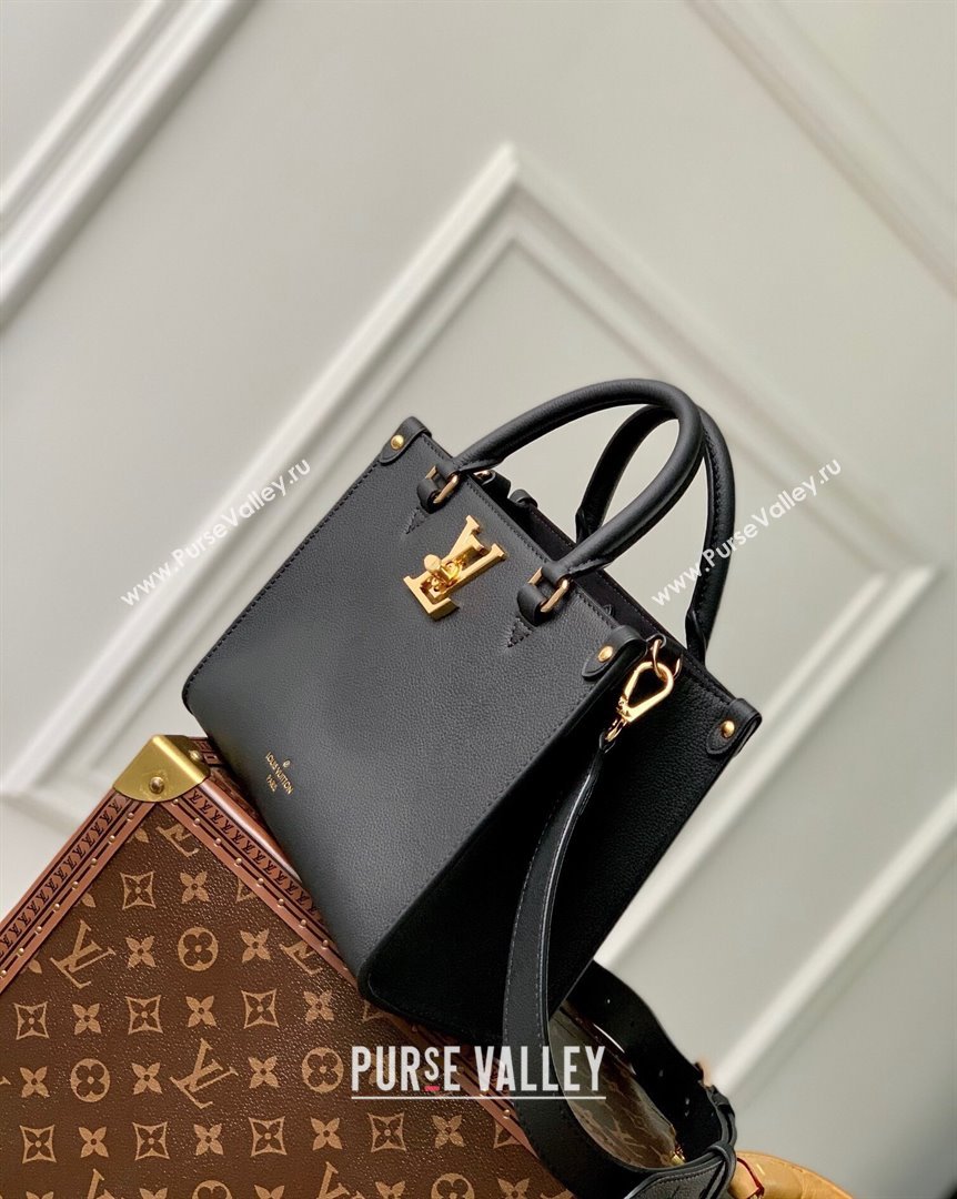 Louis Vuitton Lock Go Tote Bag in Grained Leather M22311 Black 2023 (KI-231020102)