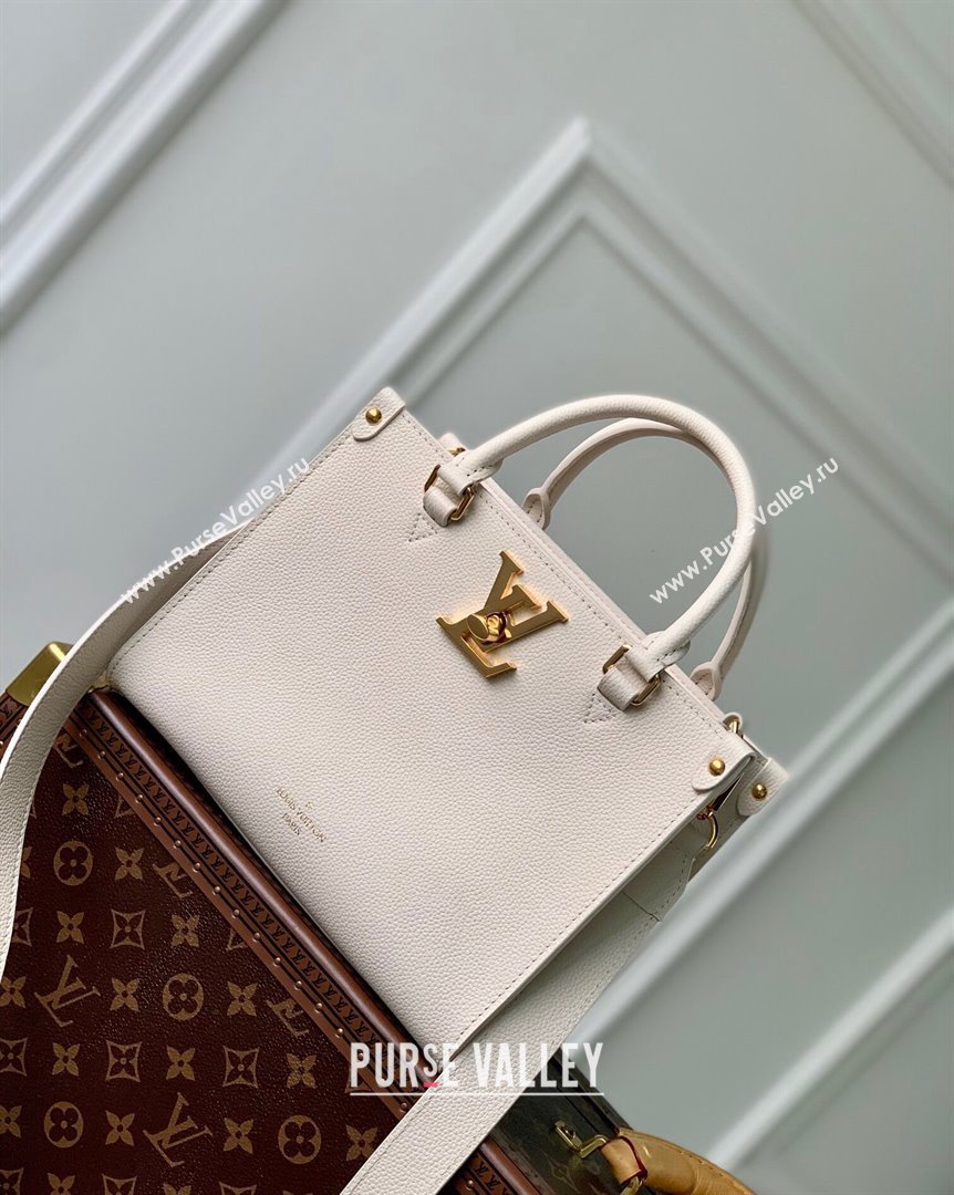 Louis Vuitton Lock Go Tote Bag in Grained Leather M23637 White 2023 (KI-231020103)