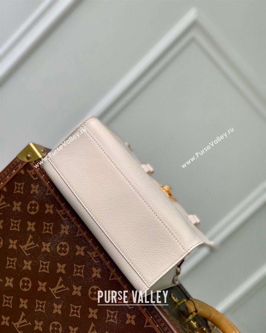 Louis Vuitton Lock Go Tote Bag in Grained Leather M23637 White 2023 (KI-231020103)