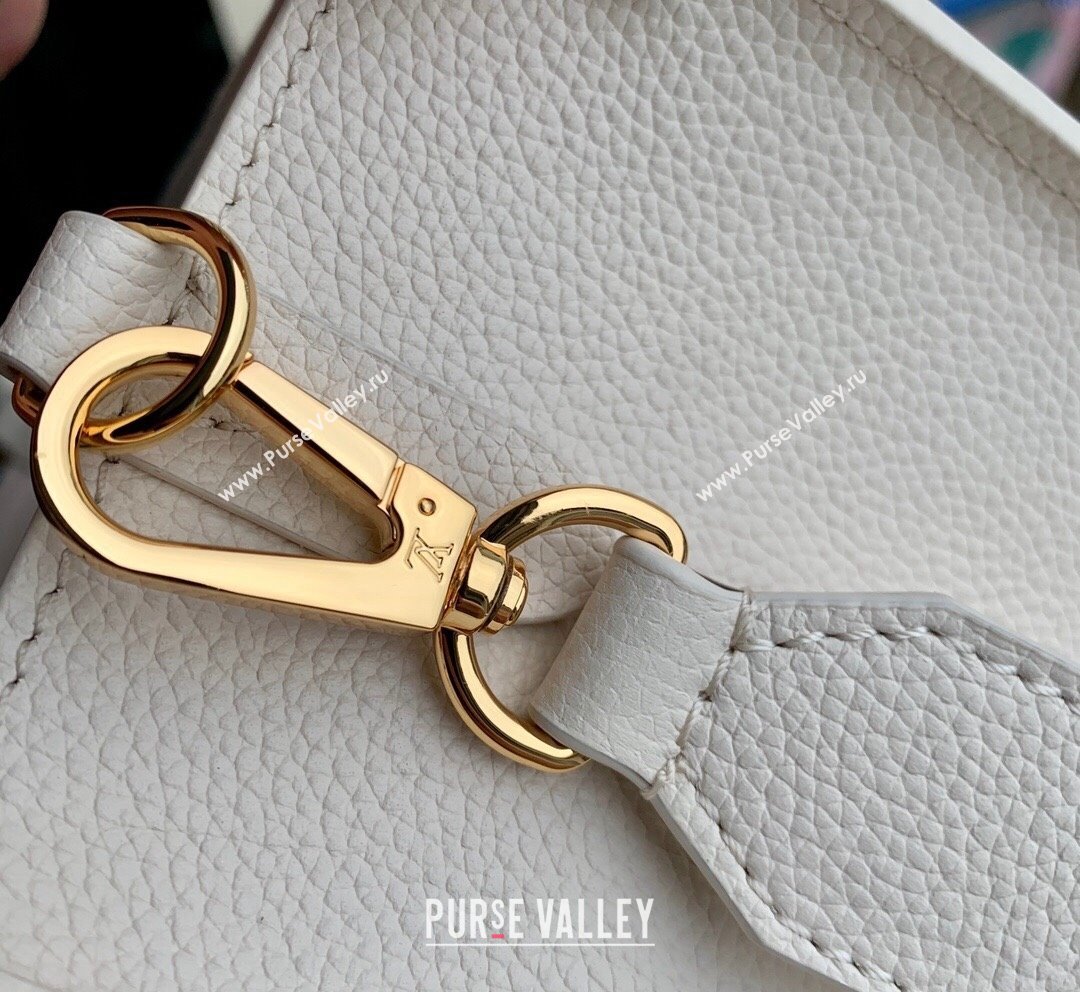 Louis Vuitton Lock Go Tote Bag in Grained Leather M23637 White 2023 (KI-231020103)