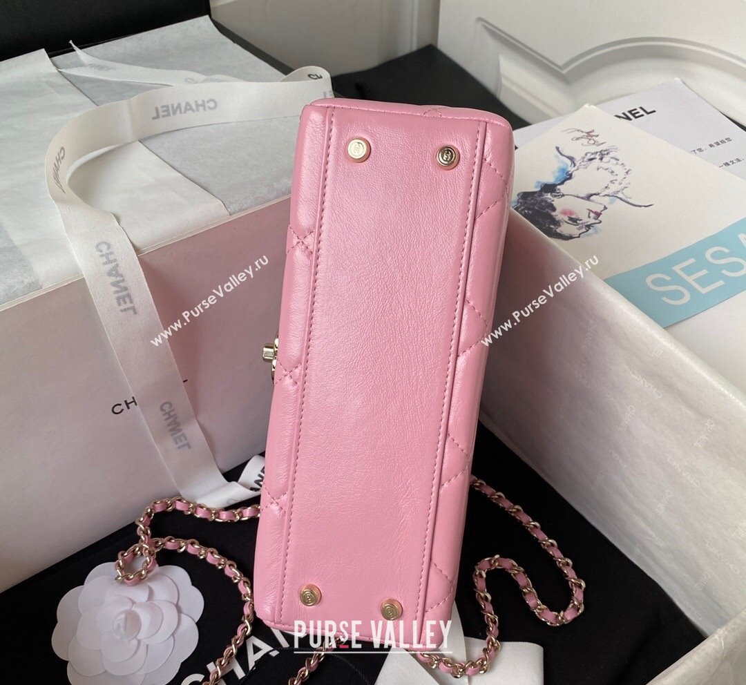 Chanel Quilted Shiny Calfskin Box Bag AS4471 Light Pink 2023 (yezi-231020026)