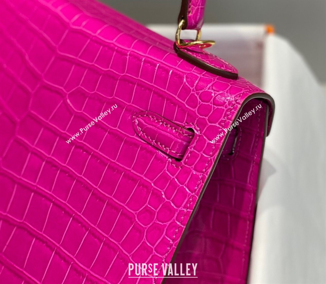 Hermes Kelly Bag 25 28cm in Crocodile Embossed Leather Arabian Nights Purple 2023 (FL-231021013)