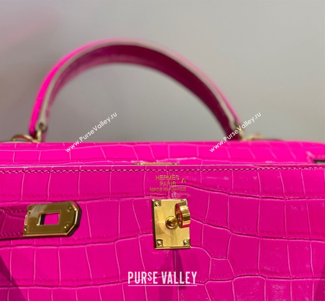 Hermes Kelly Bag 25 28cm in Crocodile Embossed Leather Arabian Nights Purple 2023 (FL-231021013)