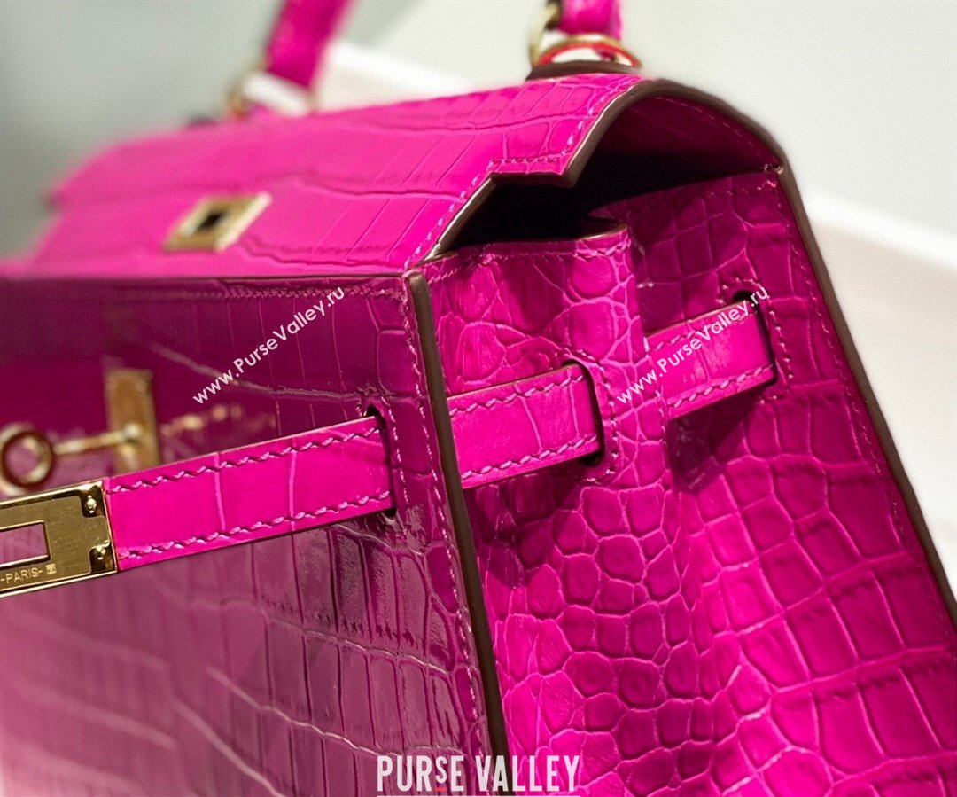 Hermes Kelly Bag 25 28cm in Crocodile Embossed Leather Arabian Nights Purple 2023 (FL-231021013)