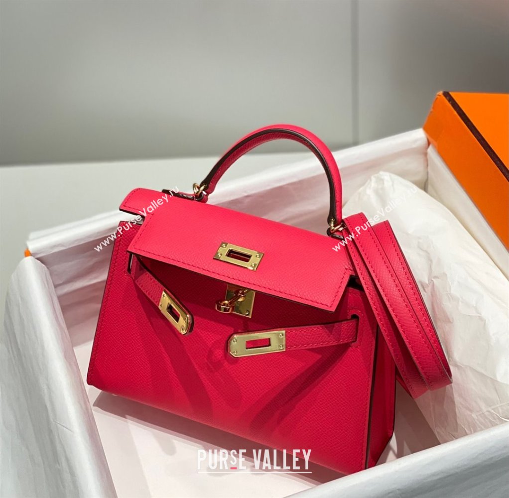 Hermes Mini Kelly II Bag 19cm in Epsom Leather Acme Pink 2023 1021 (FL-231021014)