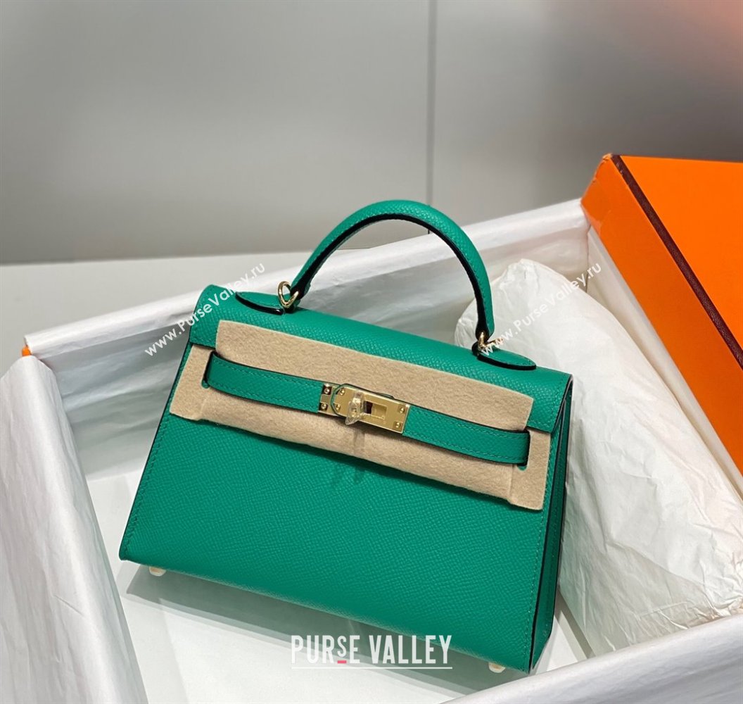 Hermes Mini Kelly II Bag 19cm in Epsom Leather Emperor Green 2023 1021 (FL-231021016)