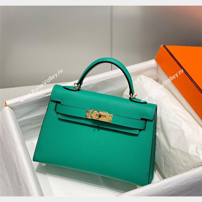 Hermes Mini Kelly II Bag 19cm in Epsom Leather Emperor Green 2023 1021 (FL-231021016)