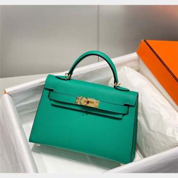 Hermes Mini Kelly II Bag 19cm in Epsom Leather Emperor Green 2023 1021 (FL-231021016)