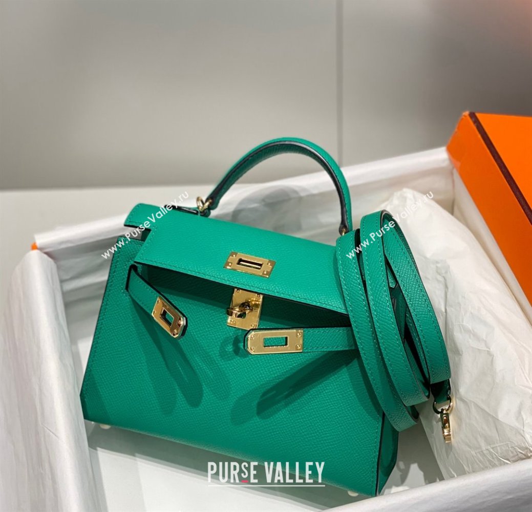 Hermes Mini Kelly II Bag 19cm in Epsom Leather Emperor Green 2023 1021 (FL-231021016)